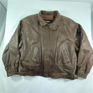 GEORGETOWN LEATHER DESIGN Thinsulate Vintage Brown Leather Brown Jacket Size X L